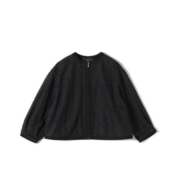 SHIPS for women「SHIPS Primary Navy Label:〈手洗い可能〉レース ブルゾン」|ブルゾン・スタジャン|ブラック