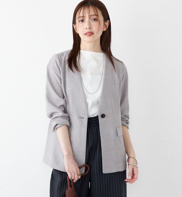 SHIPS Colors 「SHIPS Colors:〈手洗い可能〉リネンライク 1B ジャケット」|ノーカラージャケット|