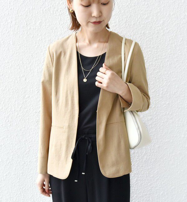 SHIPS for women「〈手洗い可能〉FUNCTIONAL カラーレス ジャケット（セットアップ対応）」|ノーカラージャケット|