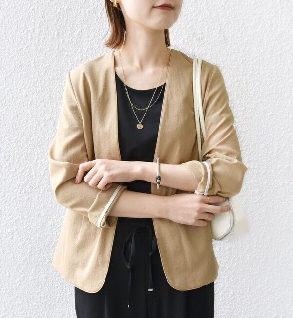 SHIPS for women「〈手洗い可能〉FUNCTIONAL カラーレス ジャケット（セットアップ対応）」|ノーカラージャケット|