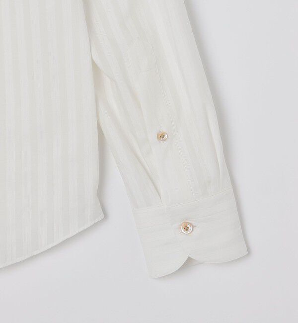 SHIPS「Errico Formicolla: コットン ジャカード ストライプ バンドカラー シャツ」|シャツ・ブラウス|