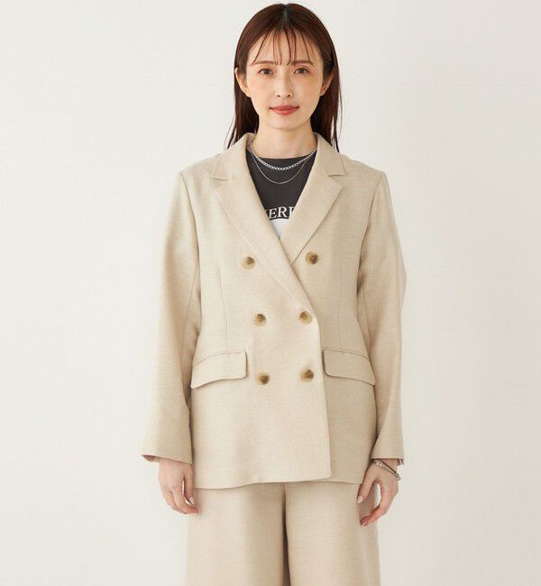 SHIPS Colors 「SHIPS Colors:〈手洗い可能〉リネン ミックス ラメ ダブル ジャケット」|テーラードジャケット|