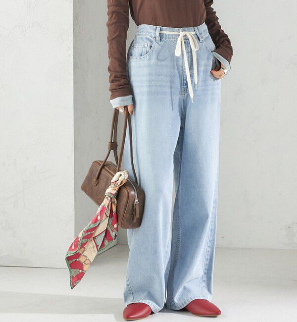 SHIPS for women「〈洗濯機可能〉ドロスト イージー デニム パンツ」|デニム|ブルー