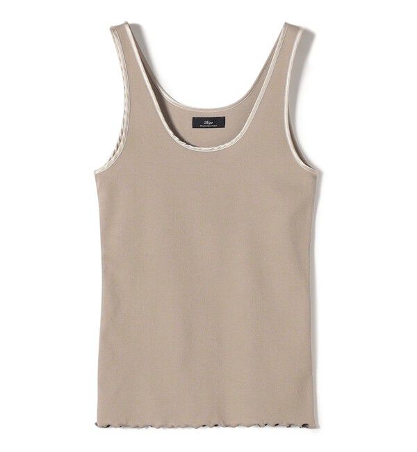 SHIPS for women「SHIPS Primary Navy Label:サテン パイピング リブ タンクトップ」|タンクトップ|ベージュ