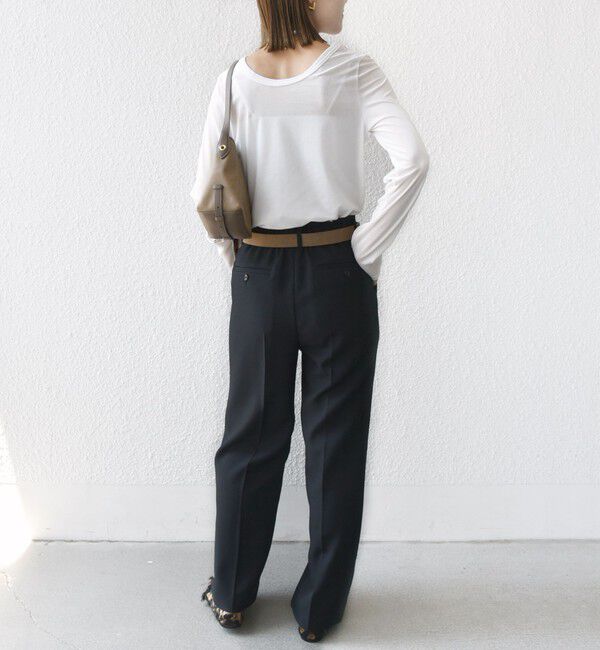 SHIPS for women「〈手洗い可能〉シアー トリコット  ポリエステル ベロア 前後2WAY ロングスリーブ」|Tシャツ・カットソー|