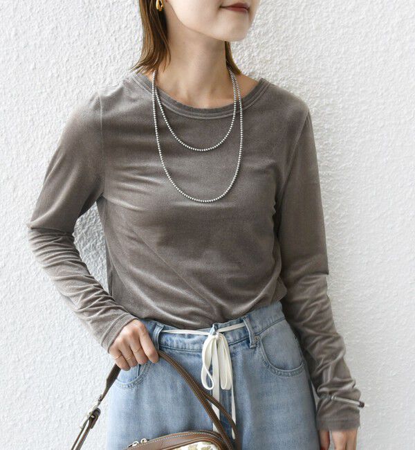 SHIPS for women「〈手洗い可能〉シアー トリコット  ポリエステル ベロア 前後2WAY ロングスリーブ」|Tシャツ・カットソー|