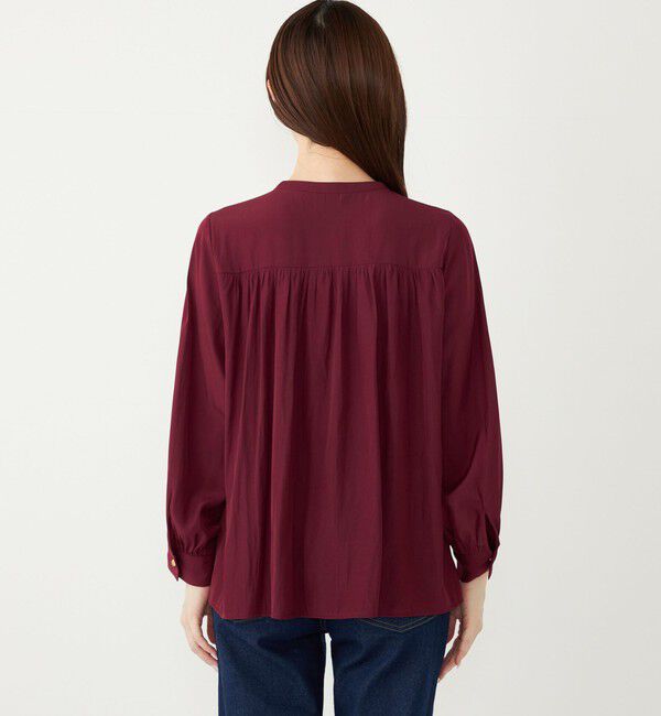 SHIPS Colors 「SHIPS Colors:サテン ギャザー ボタン シャツ」|シャツ・ブラウス|