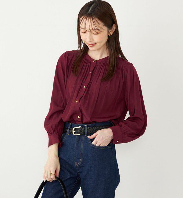 SHIPS Colors 「SHIPS Colors:サテン ギャザー ボタン シャツ」|シャツ・ブラウス|