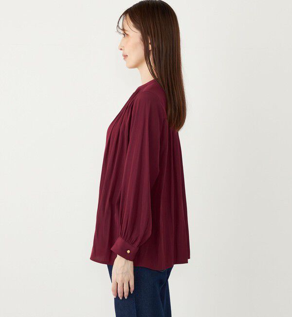 SHIPS Colors 「SHIPS Colors:サテン ギャザー ボタン シャツ」|シャツ・ブラウス|