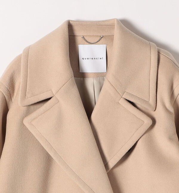 quaranciel「quaranciel: PURE WOOL ダブルブレスト テーラード ハーフ コート」|ピーコート|