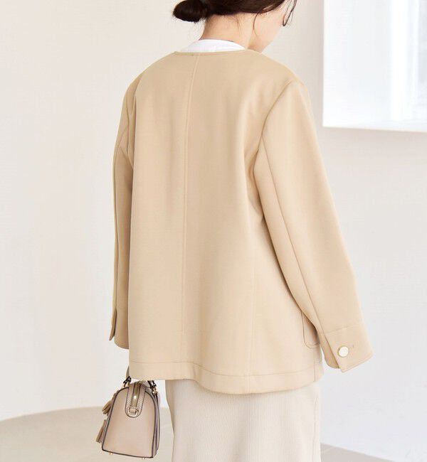 quaranciel「《予約》quaranciel:〈手洗い可能〉ジャージー ポケット ノーカラー ジャケット」|ノーカラージャケット|