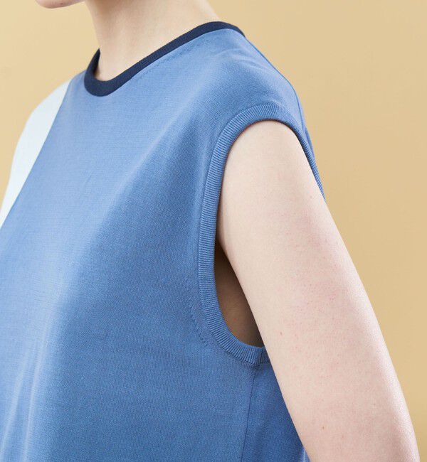 GALERIE VIE「クレープコットンカラーコンビ ノースリーブプルオーバー」|ニット・セーター|