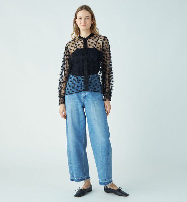 MACPHEE「フラッフィーエンブロイダリー バンドカラーブラウス」|シャツ・ブラウス|