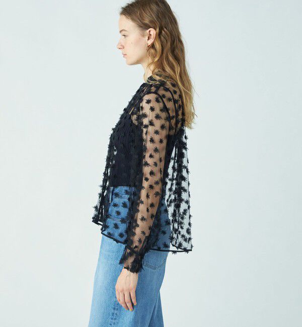 MACPHEE「フラッフィーエンブロイダリー バンドカラーブラウス」|シャツ・ブラウス|