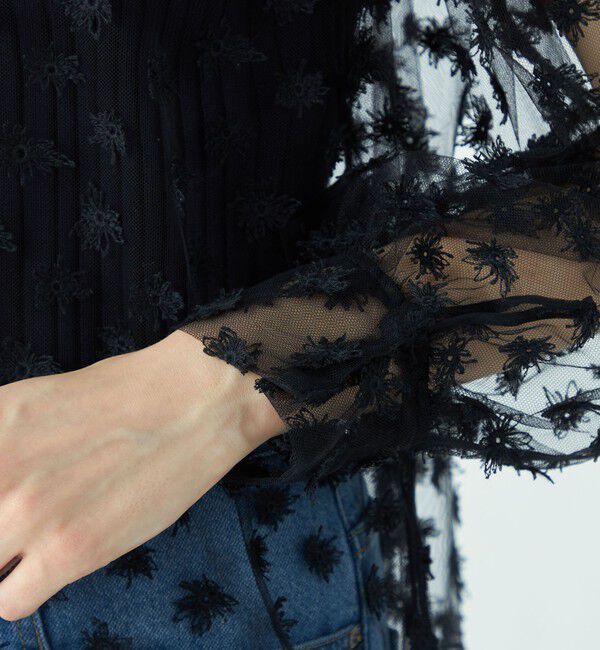 MACPHEE「フラッフィーエンブロイダリー バンドカラーブラウス」|シャツ・ブラウス|