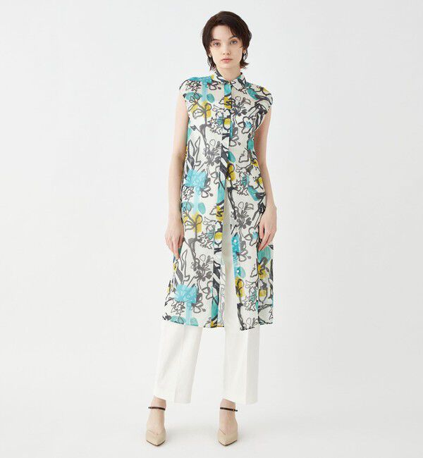 TOMORROWLAND collection「キャンバスフラワープリント スリーブギャザーワンピース」|ワンピース|