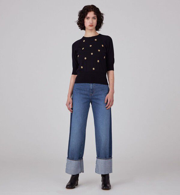 MACPHEE「ウールビジュー ハーフスリーブプルオーバー」|ニット・セーター|