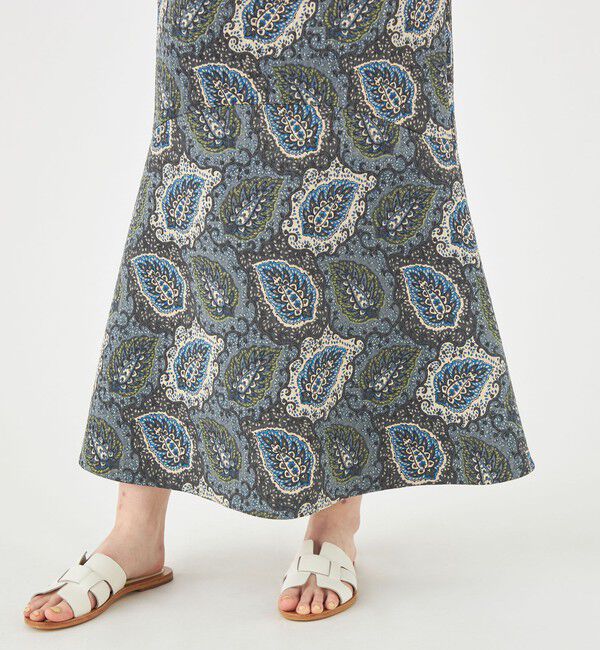 SOULEIADO「ポリエステルプリント マーメイドスカート」|フレア|