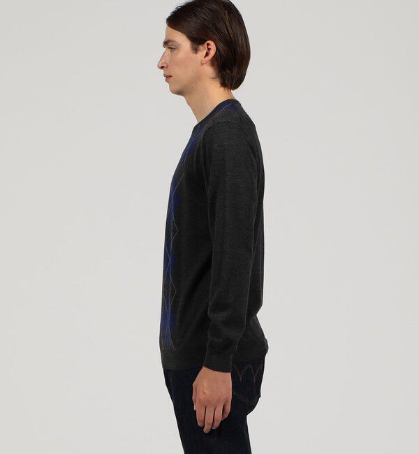 TOMORROWLAND MENS「ウールカシミヤシルク アーガイル クルーネックプルオーバー」|ニット・セーター|