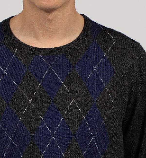 TOMORROWLAND MENS「ウールカシミヤシルク アーガイル クルーネックプルオーバー」|ニット・セーター|