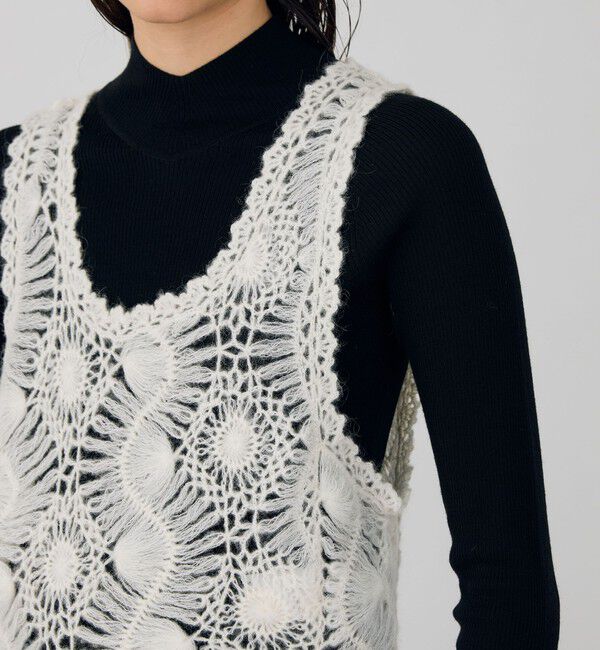 DES PRES「ヘアピンレースハンドニット ヘムフレアトップス」|ニット・セーター|