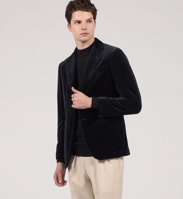 TOMORROWLAND MENS「ウォッシュドベルベット シングルブレステッド 2Bジャケット PONTOGLIO」|テーラードジャケット|