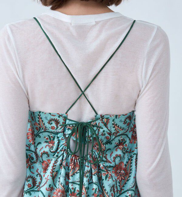 SOULEIADO「ポリエステルサテンプリント ボリュームギャザーキャミワンピース」|ワンピース|