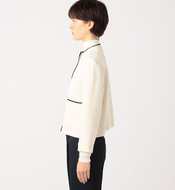 Ballsey「ニットコンビダブルクロス クルーネックジャケット」|ノーカラージャケット|