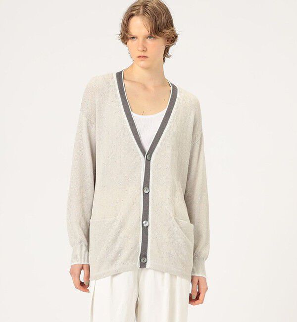 GALERIE VIE「リネンコットンスパンコール Vネックカーディガン」|カーディガン|