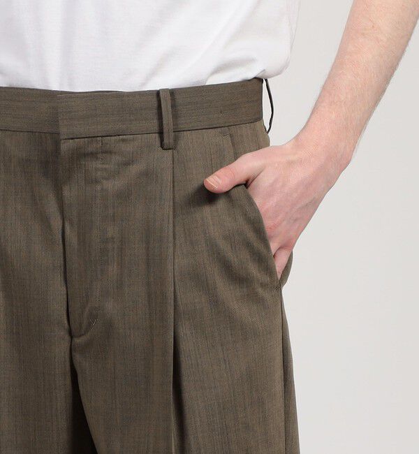 TOMORROWLAND MENS「ウールナイロン 1プリーツ ストレート バレルパンツ」|スラックス|