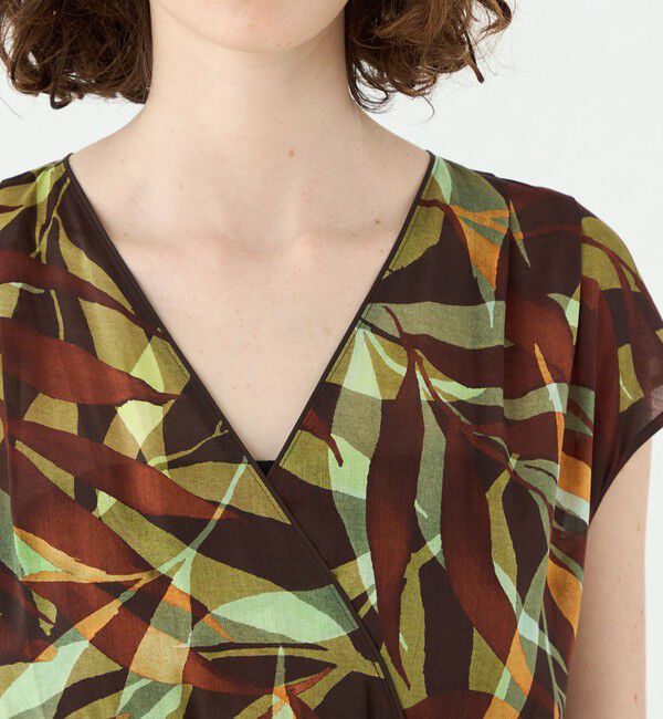 Ballsey「スタックリーフプリント カシュクールライクワンピース」|ワンピース|