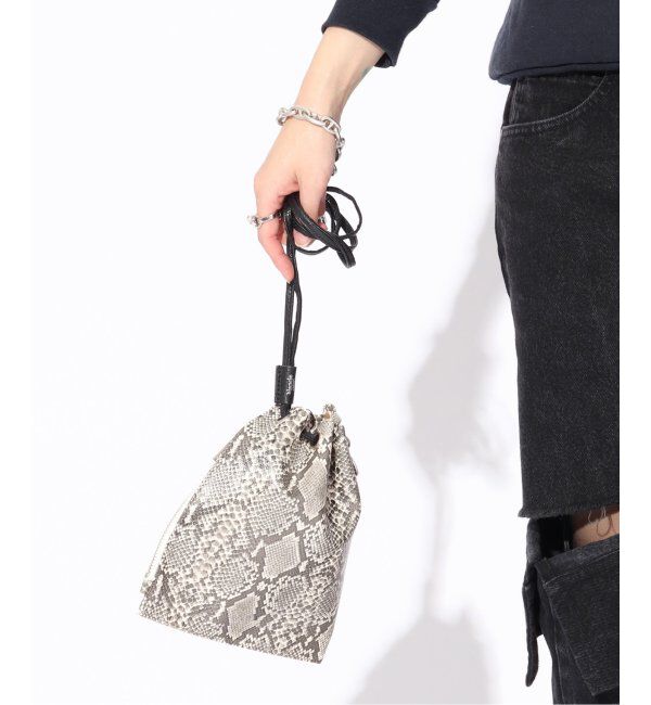  「【blancle/ ブランクレ】FAKE.SNAKE ZIP DRAWSTRING S」|ショルダー・メッセンジャー|グレーA