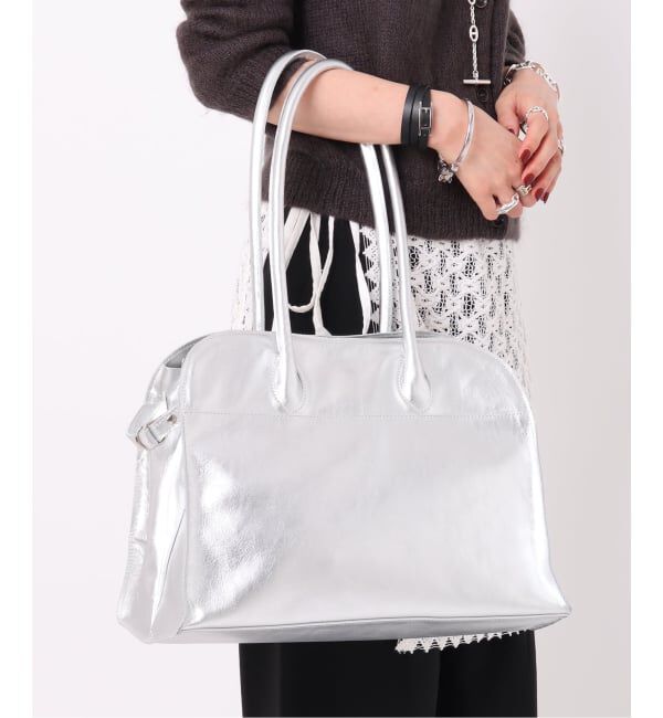  「【blancle/ ブランクレ】M.LETHER Wide boston」|ボストンバッグ|シルバー