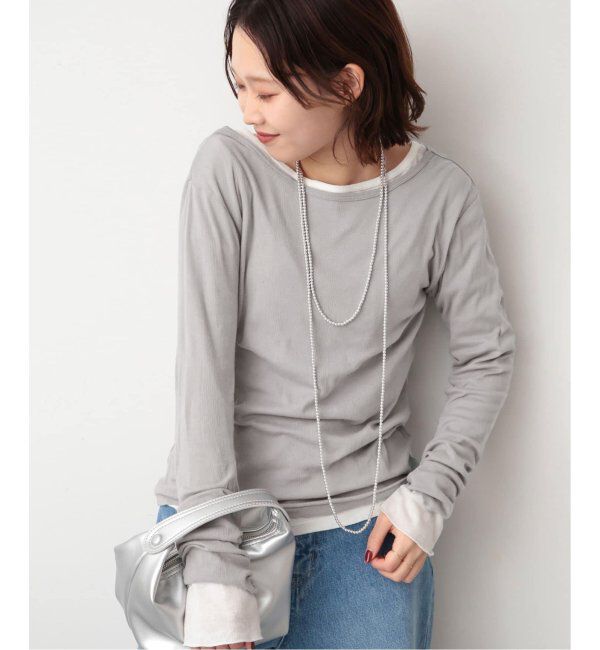 SLOBE IENA「《追加》miller/ミラー SLOBE別注 SHEER RIB クルーネック」|Tシャツ・カットソー|グレーA