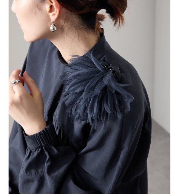 VERMEIL par iena「《追加2》シルクオーガンジーコサージュ」|ブローチ・コサージュ|ネイビー