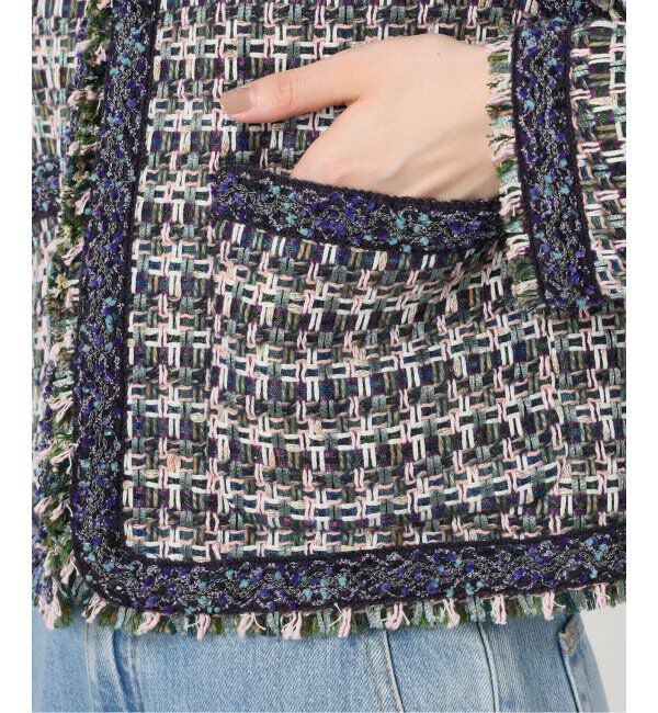 IENA LA BOUCLE「IENA LA BOUCLE LINTON ブライトツイードジャケット」|ノーカラージャケット|