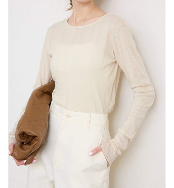 SLOBE IENA「《追加4》miller/ミラー SLOBE別注 SHEER RIB クルーネック」|Tシャツ・カットソー|