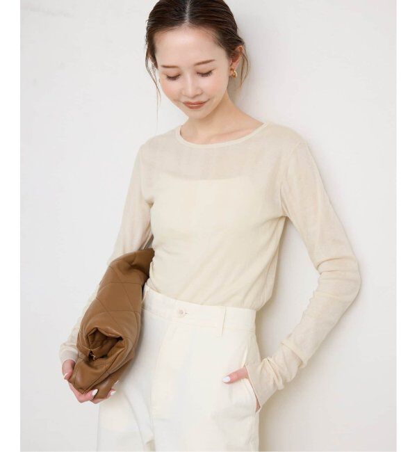SLOBE IENA「《追加4》miller/ミラー SLOBE別注 SHEER RIB クルーネック」|Tシャツ・カットソー|