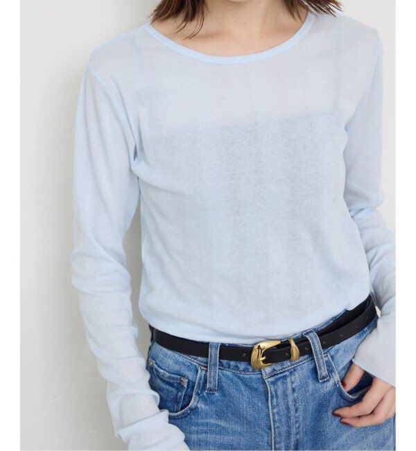 SLOBE IENA「《追加4》miller/ミラー SLOBE別注 SHEER RIB クルーネック」|Tシャツ・カットソー|サックスブルー B