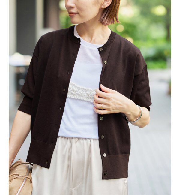 IENA「《追加2》LEVITAクルーカーディガン」|カーディガン|