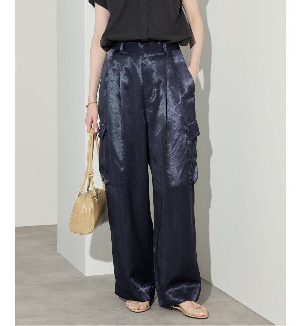 SLOBE IENA「サテンカーゴパンツ」|カーゴ|ネイビー