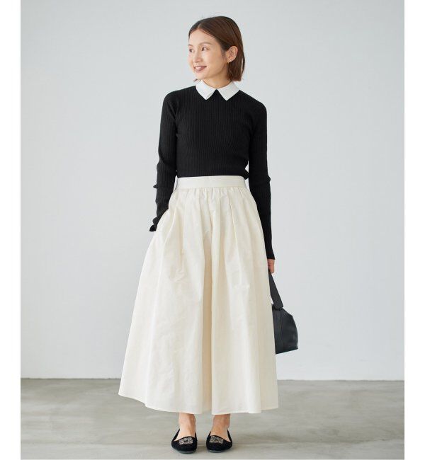 IENA「バイカラー 襟RIBホールガーメントプルオーバー」|ニット・セーター|