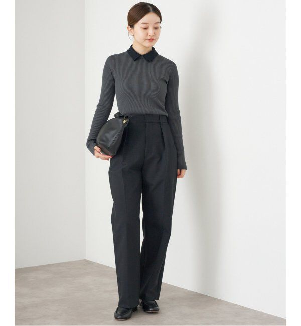 IENA「バイカラー 襟RIBホールガーメントプルオーバー」|ニット・セーター|