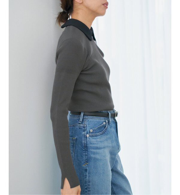 IENA「バイカラー 襟RIBホールガーメントプルオーバー」|ニット・セーター|