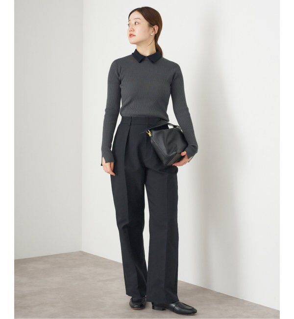 IENA「バイカラー 襟RIBホールガーメントプルオーバー」|ニット・セーター|