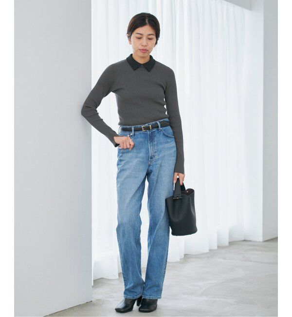 IENA「バイカラー 襟RIBホールガーメントプルオーバー」|ニット・セーター|