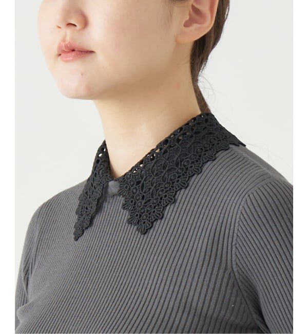 IENA「レース襟 RIBホールガーメントプルオーバー」|ニット・セーター|