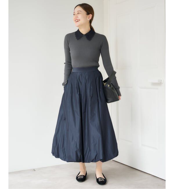 IENA「レース襟 RIBホールガーメントプルオーバー」|ニット・セーター|