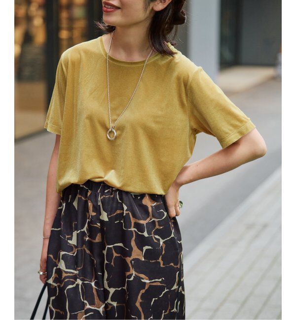 VERMEIL par iena「SHEER VELOUR トップス」|Tシャツ・カットソー|イエロー