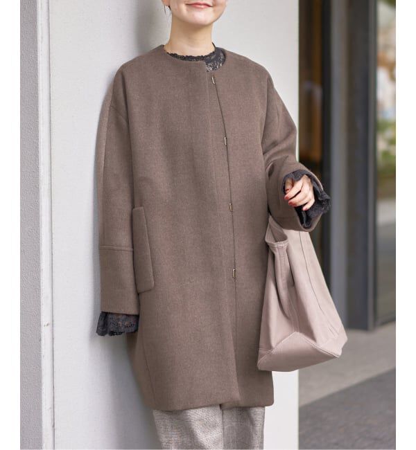 IENA「Super140 フォルムコート」|ノーカラーコート|